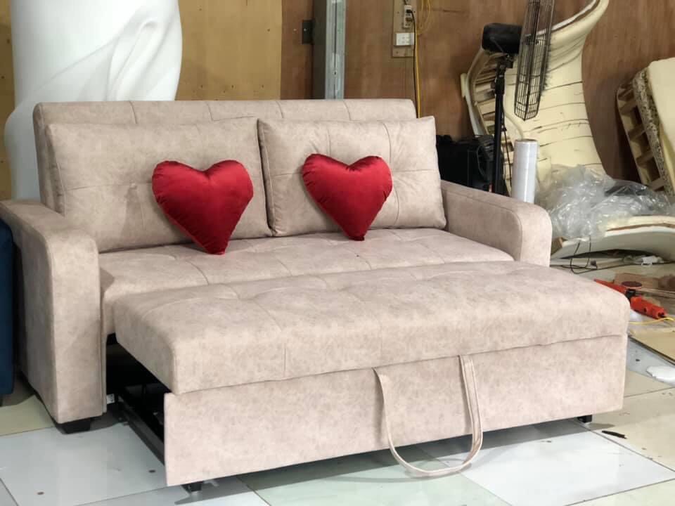 Giường thông minh kt1m9x1m8 - chất liệu da lộn khung gỗ tự nhiên mút việt nhật