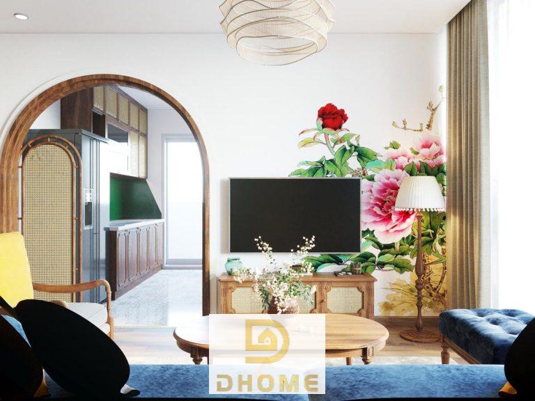 Thi công lại nội thất căn hộ Masteri Smart City diện tích 83m theo phong cách Indochine