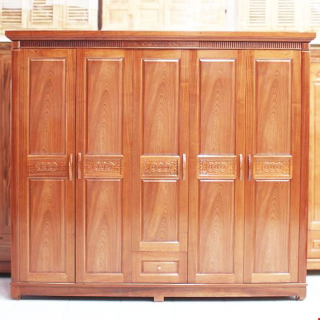 Tủ Gỗ Xoan Đào 5 Cánh 2,4m