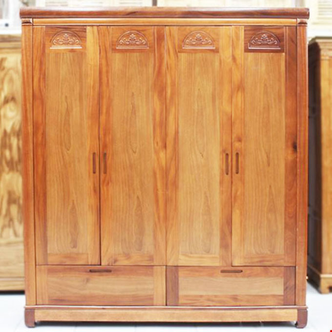Tủ Gỗ Xoan Đào 4 Cánh Sơn Bóng